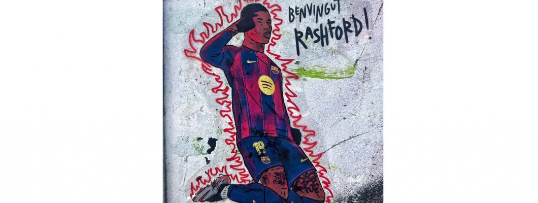 Kibice Barcelony witają Rashforda muralami