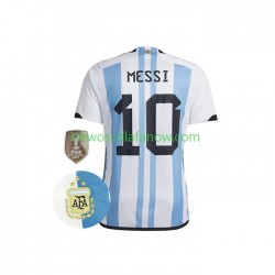 Koszulka Reprezentacja Argentyny Messi 10 3 Stars Męska Domowy Komplet World Cup 2022 Krótkie Rękawy