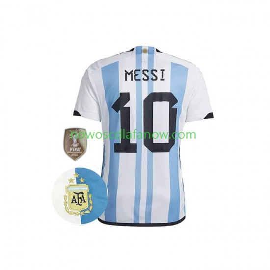 Koszulka Reprezentacja Argentyny Messi 10 3 Stars Męska Domowy Komplet World Cup 2022 Krótkie Rękawy