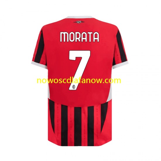 Koszulka AC Milan Alvaro Morata 7 Męska Domowy Komplet 2024-2025 Krótkie Rękawy