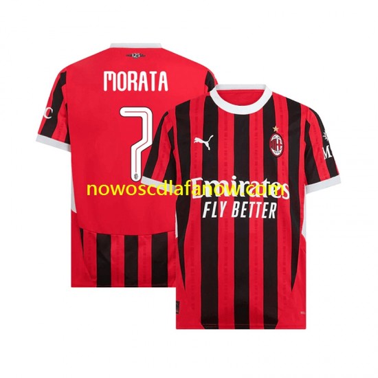 Koszulka AC Milan UCL Font MORATA 7 Męska Domowy Komplet 2024-2025 Krótkie Rękawy