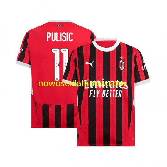 Koszulka AC Milan UCL Font PULISIC 11 Męska Domowy Komplet 2024-2025 Krótkie Rękawy