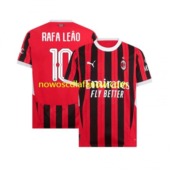 Koszulka AC Milan UCL Font RAFA LEAO 10 Męska Domowy Komplet 2024-2025 Krótkie Rękawy