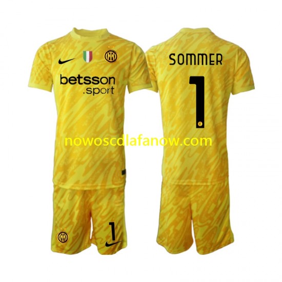 Koszulka Inter Mediolan Yann Sommer 1 Bramkarskie Dziecięca Wyjazdowy Komplet 2024-2025 Krótkie Rękawy