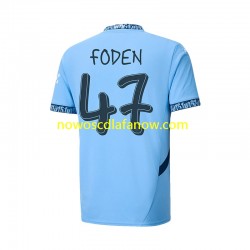 Koszulka Manchester City UCL Font FODEN 47 Męska Domowy Komplet 2024-2025 Krótkie Rękawy