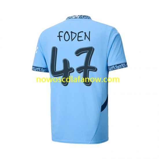 Koszulka Manchester City UCL Font FODEN 47 Męska Domowy Komplet 2024-2025 Krótkie Rękawy