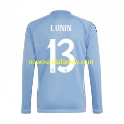 Koszulka Real Madryt Andriy Lunin 13 Bramkarskie Męska Domowy Komplet 2024-2025 Długie Rękawy