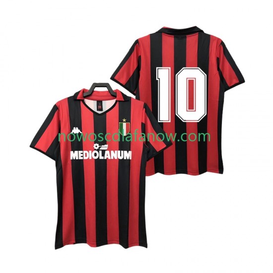 Koszulka AC Milan 10 1988 1989 Retro Męska Domowy Komplet Krótkie Rękawy
