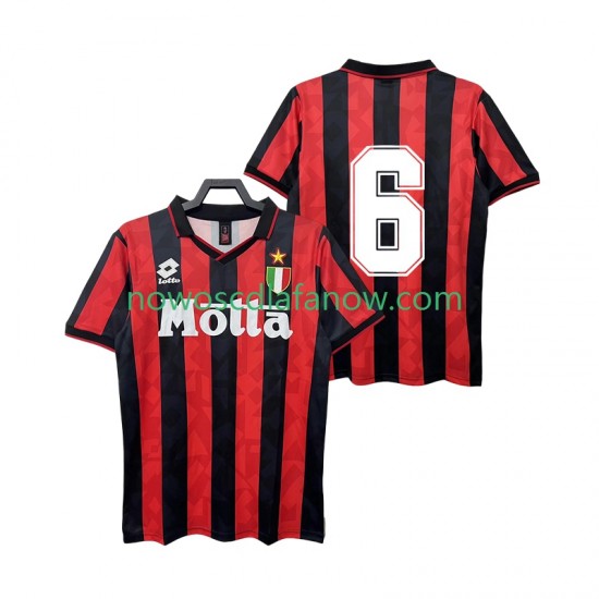 Koszulka AC Milan 6 1993 Retro Męska Domowy Komplet 1994 Krótkie Rękawy