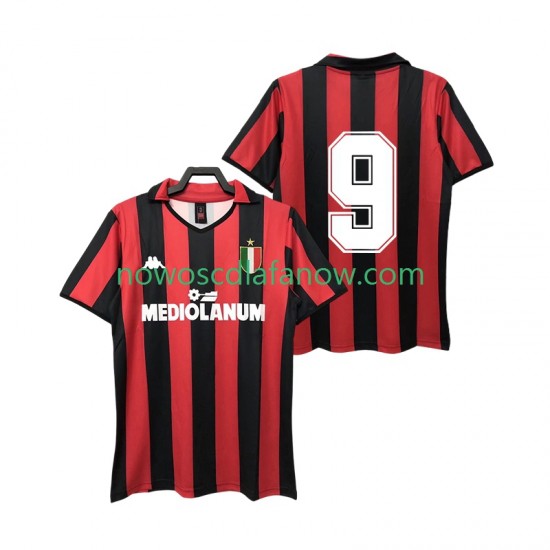 Koszulka AC Milan 9 1988 1989 Retro Męska Domowy Komplet Krótkie Rękawy