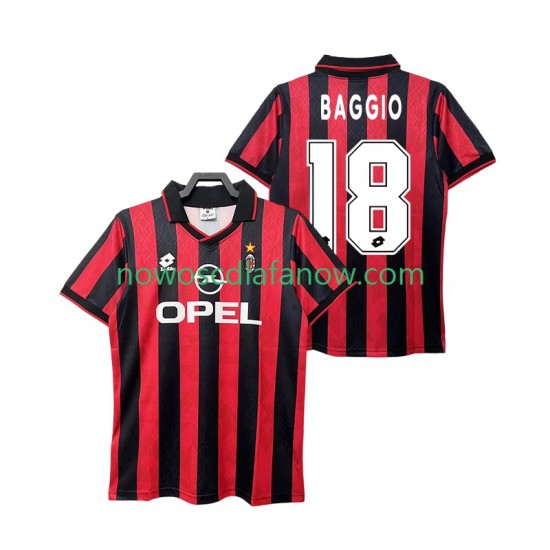 Koszulka AC Milan BAGGIO 18 1995 1996 Retro Męska Domowy Komplet Krótkie Rękawy