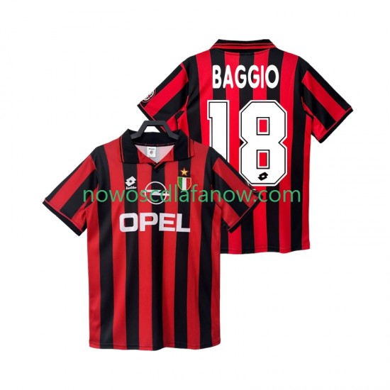 Koszulka AC Milan BAGGIO 18 1996 1997 Retro Męska Domowy Komplet Krótkie Rękawy