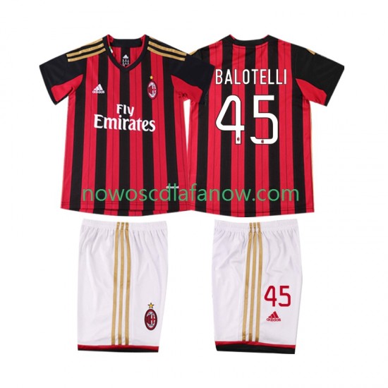Koszulka AC Milan BALOTELL 45 2013 2014 Retro Dziecięca Domowy Komplet Krótkie Rękawy