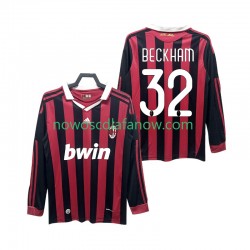 Koszulka AC Milan BECKHAM 32 2009 Retro Męska Domowy Komplet 2010 Długie Rękawy