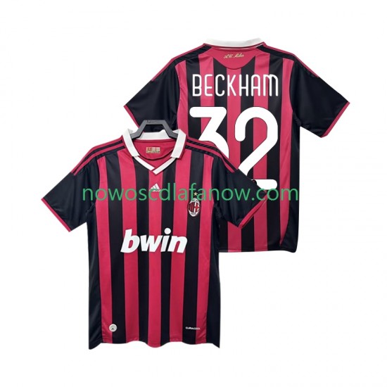 Koszulka AC Milan BECKHAM 32 2009 Retro Męska Domowy Komplet 2010 Krótkie Rękawy