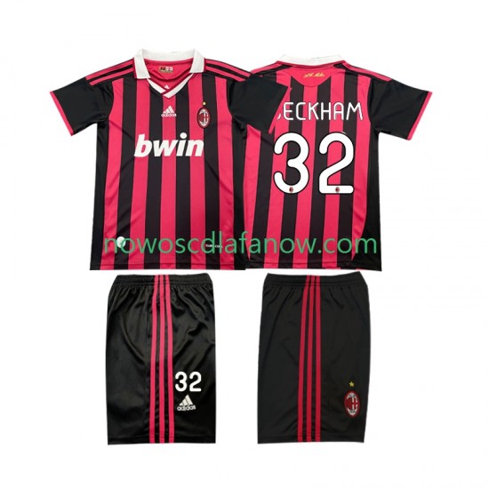Koszulka AC Milan BECKHAM 32 2009 Retro Dziecięca Domowy Komplet 2010 Krótkie Rękawy