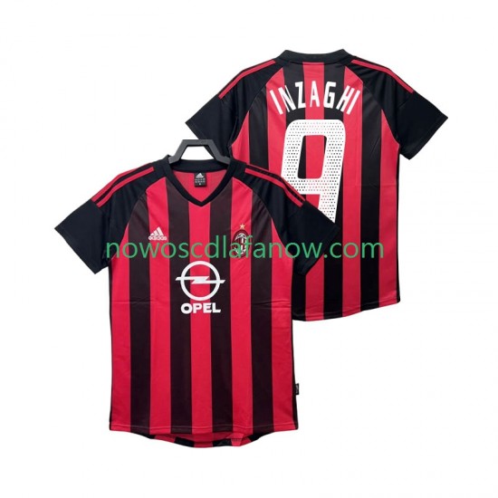 Koszulka AC Milan INZAGHI 9 2003 Retro Męska Domowy Komplet 2002 Krótkie Rękawy