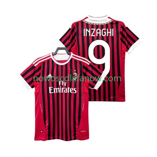 Koszulka AC Milan INZAGHI 9 2012 Retro Męska Domowy Komplet 2011 Krótkie Rękawy