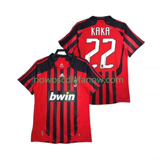 Koszulka AC Milan KAKA 22 2007 Retro Męska Domowy Komplet 2008 Krótkie Rękawy