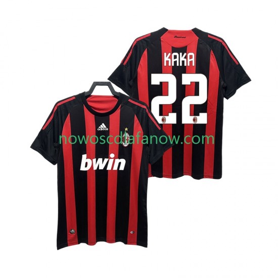 Koszulka AC Milan KAKA 22 2009 Retro Męska Domowy Komplet 2008 Krótkie Rękawy