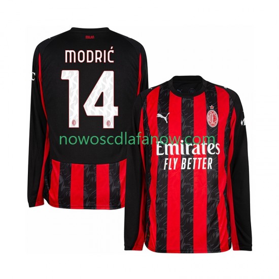 Koszulka AC Milan Modrić Luca 14 Męska Domowy Komplet 2025-2026 Długie Rękawy