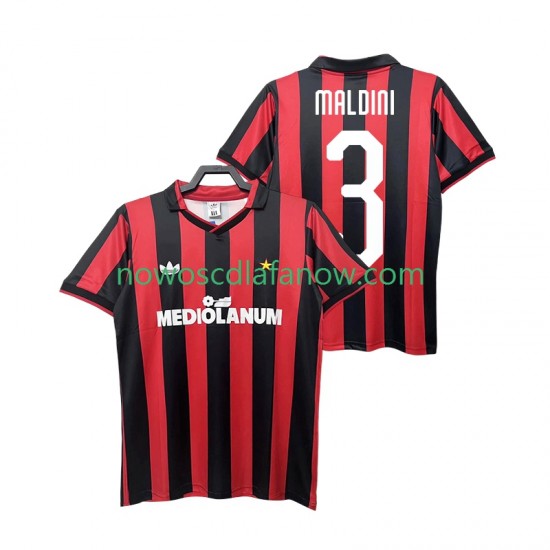 Koszulka AC Milan MALDINI 3 1990 1991 Retro Męska Domowy Komplet Krótkie Rękawy