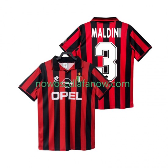 Koszulka AC Milan MALDINI 3 1996 1997 Retro Męska Domowy Komplet Krótkie Rękawy