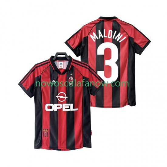 Koszulka AC Milan MALDINI 3 Retro Męska Domowy Komplet 1998 1999 Krótkie Rękawy