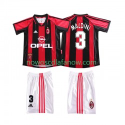 Koszulka AC Milan MALDINI 3 Retro Dziecięca Domowy Komplet 1998 1999 Krótkie Rękawy