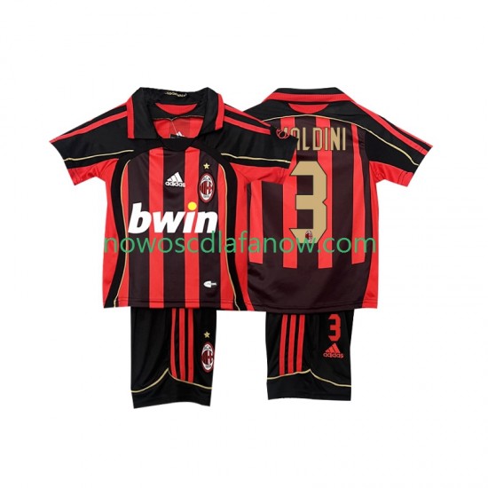 Koszulka AC Milan MALDINI 3 2007 Retro Dziecięca Domowy Komplet 2006 Krótkie Rękawy