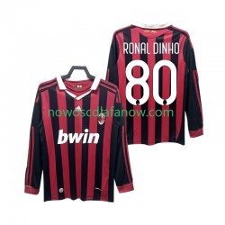 Koszulka AC Milan RONALDINHO 80 2009 Retro Męska Domowy Komplet 2010 Długie Rękawy