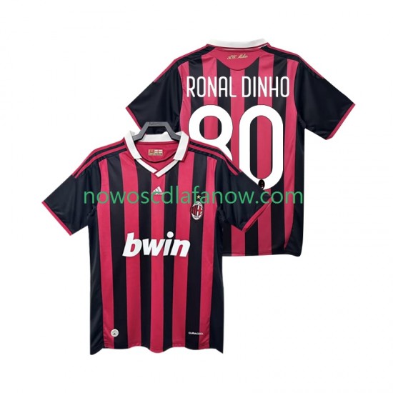 Koszulka AC Milan RONALDINHO 80 2009 Retro Męska Domowy Komplet 2010 Krótkie Rękawy