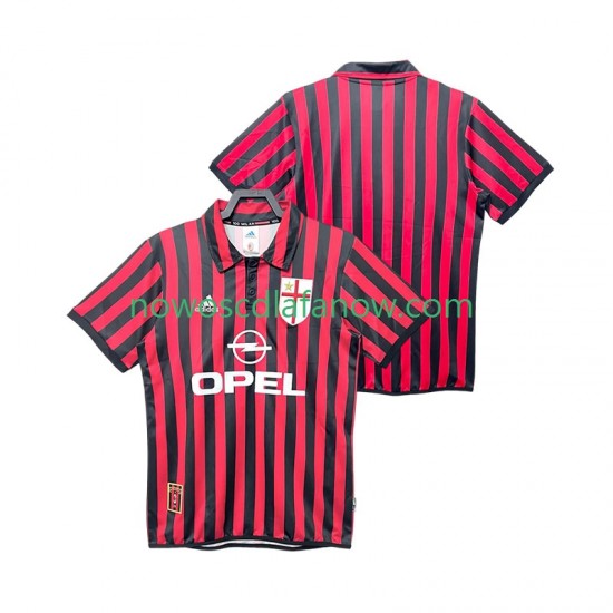 Koszulka AC Milan 2000 Retro Męska Domowy Komplet 1999 Krótkie Rękawy
