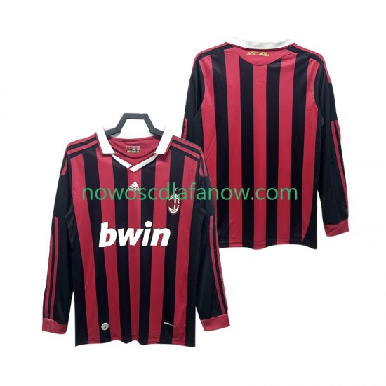 Koszulka AC Milan 2009 Retro Męska Domowy Komplet 2010 Długie Rękawy