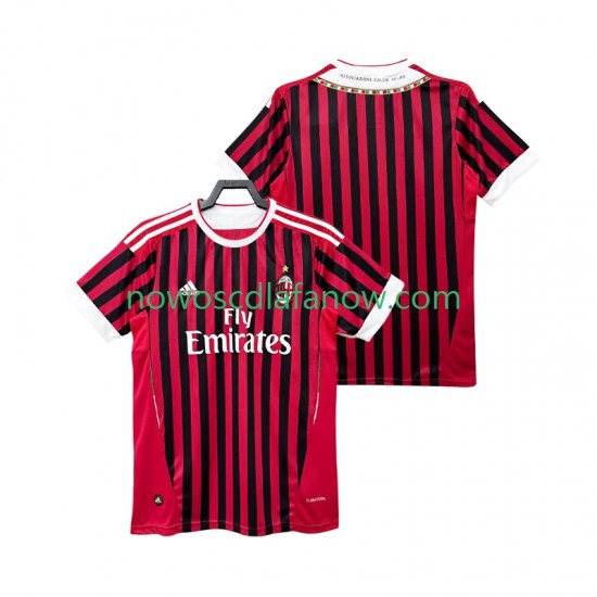Koszulka AC Milan 2012 Retro Męska Domowy Komplet 2011 Krótkie Rękawy