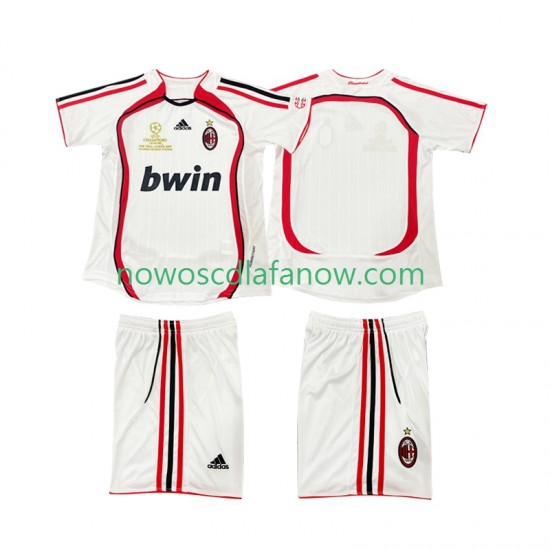 Koszulka AC Milan 2007 Retro Dziecięca Wyjazdowy Komplet 2006 Krótkie Rękawy