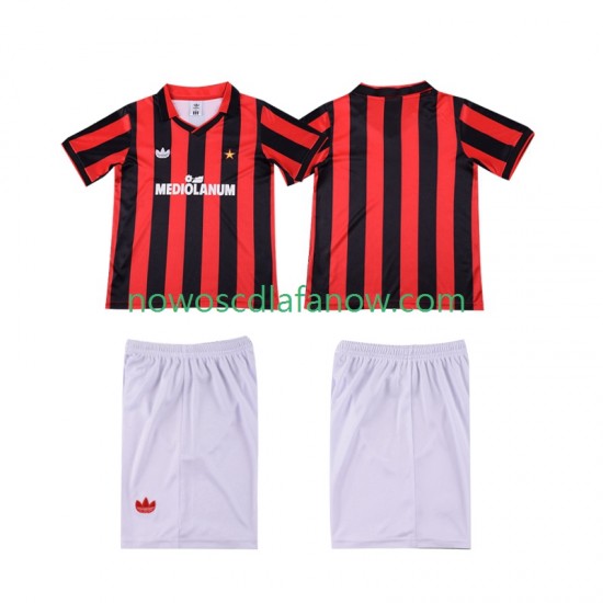 Koszulka AC Milan 1990 1991 Retro Dziecięca Domowy Komplet Krótkie Rękawy