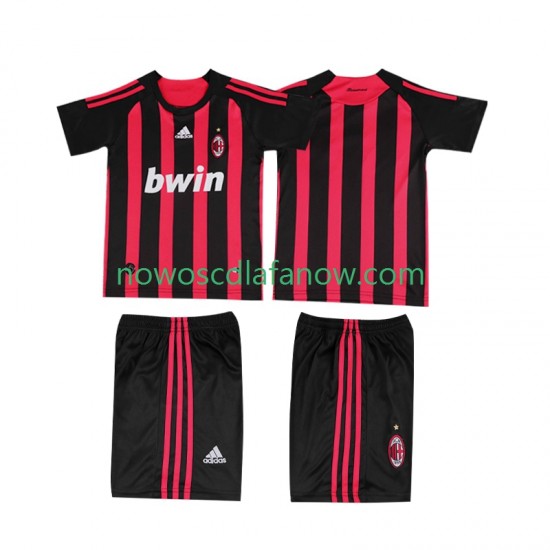 Koszulka AC Milan 2009 Retro Dziecięca Domowy Komplet 2008 Krótkie Rękawy