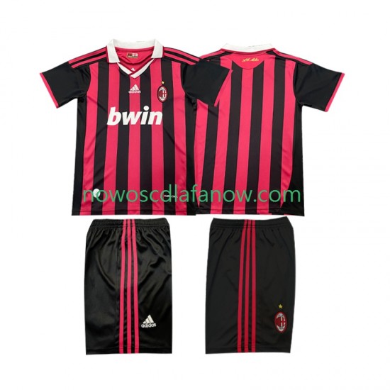 Koszulka AC Milan 2009 Retro Dziecięca Domowy Komplet 2010 Krótkie Rękawy