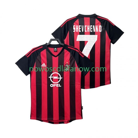 Koszulka AC Milan SHEVCHENKO 7 2003 Retro Męska Domowy Komplet 2002 Krótkie Rękawy