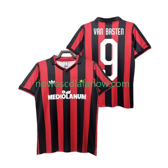 Koszulka AC Milan VAN BASTEN 9 1990 1991 Retro Męska Domowy Komplet Krótkie Rękawy