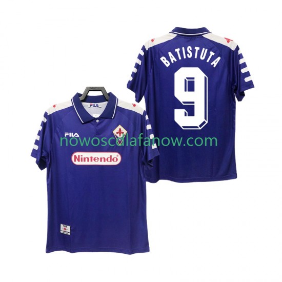 Koszulka Fiorentina BASTUTA 9 Retro Męska Domowy Komplet 1998 1999 Krótkie Rękawy