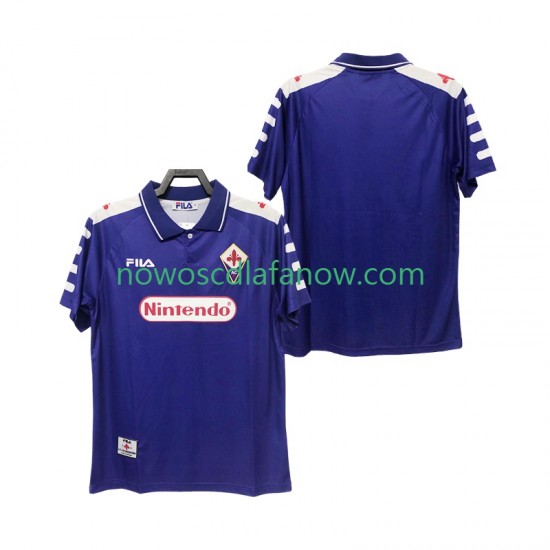 Koszulka Fiorentina Retro Męska Domowy Komplet 1998 1999 Krótkie Rękawy
