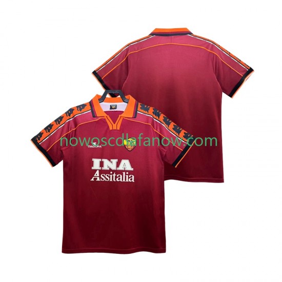 Koszulka AS Roma Retro Męska Domowy Komplet 1998 1999 Krótkie Rękawy