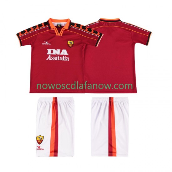 Koszulka AS Roma Retro Dziecięca Domowy Komplet 1998 1999 Krótkie Rękawy