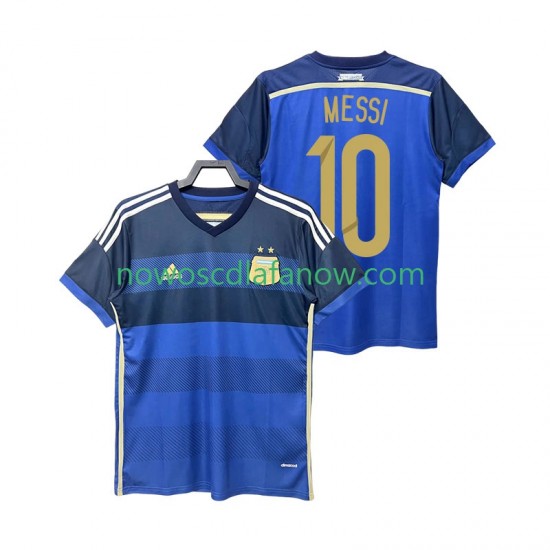 Koszulka Reprezentacja Argentyny Lionel Messi 10 2014 Retro Męska Wyjazdowy Komplet Krótkie Rękawy