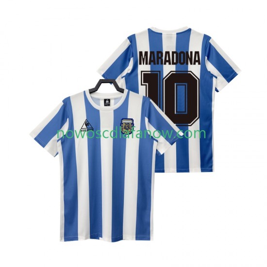 Koszulka Reprezentacja Argentyny MARADONA 10 1986 Retro Męska Domowy Komplet Krótkie Rękawy