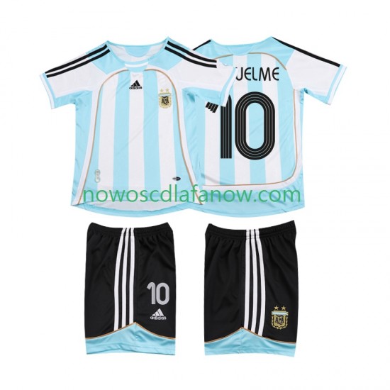 Koszulka Reprezentacja Argentyny RIQUELME 10 2007 Retro Dziecięca Domowy Komplet 2006 Krótkie Rękawy