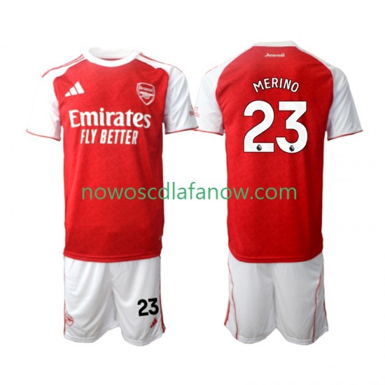 Koszulka Arsenal Merino 23 Dziecięca Domowy Komplet 2025-2026 Krótkie Rękawy
