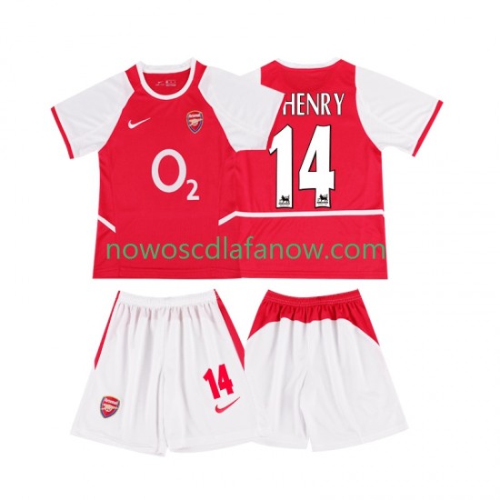 Koszulka Arsenal Thierry Henry 14 2003 Retro Dziecięca Domowy Komplet 2002 Krótkie Rękawy